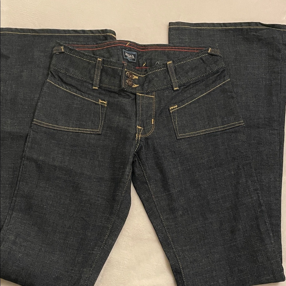 Von Dutch Denim Jeans with Gold and Red Stitching
